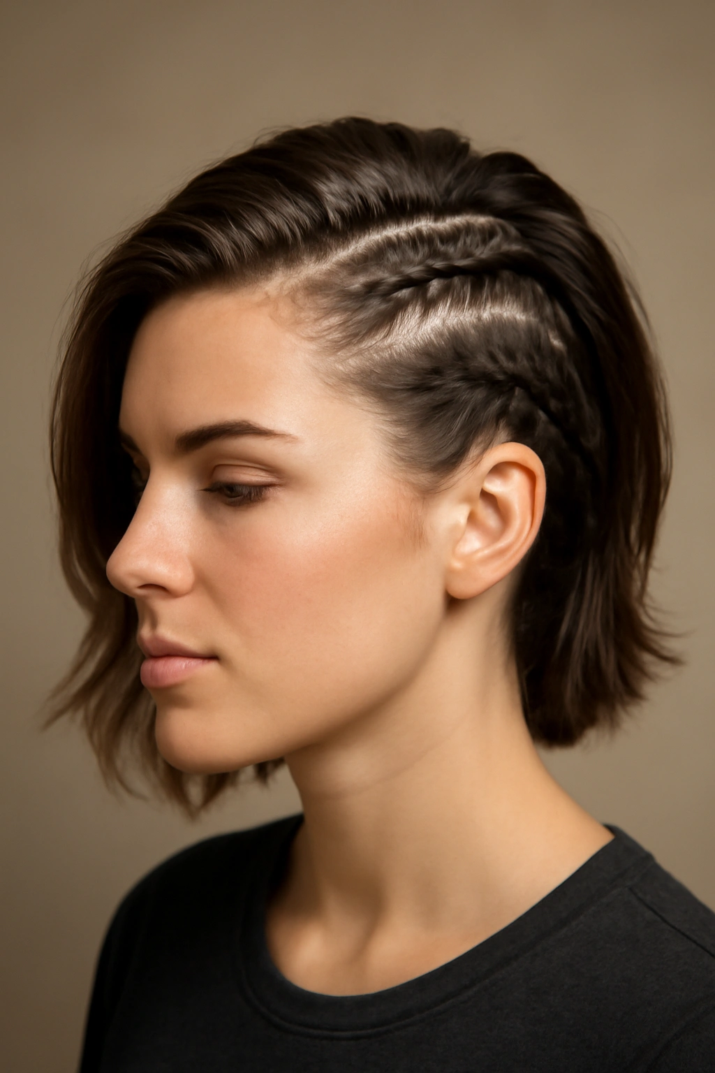 10 Mohawk Braid Styles for Short and Medium Hair 2 Side sweep mohawk braid with diagonal across crown, short-to-medium hair