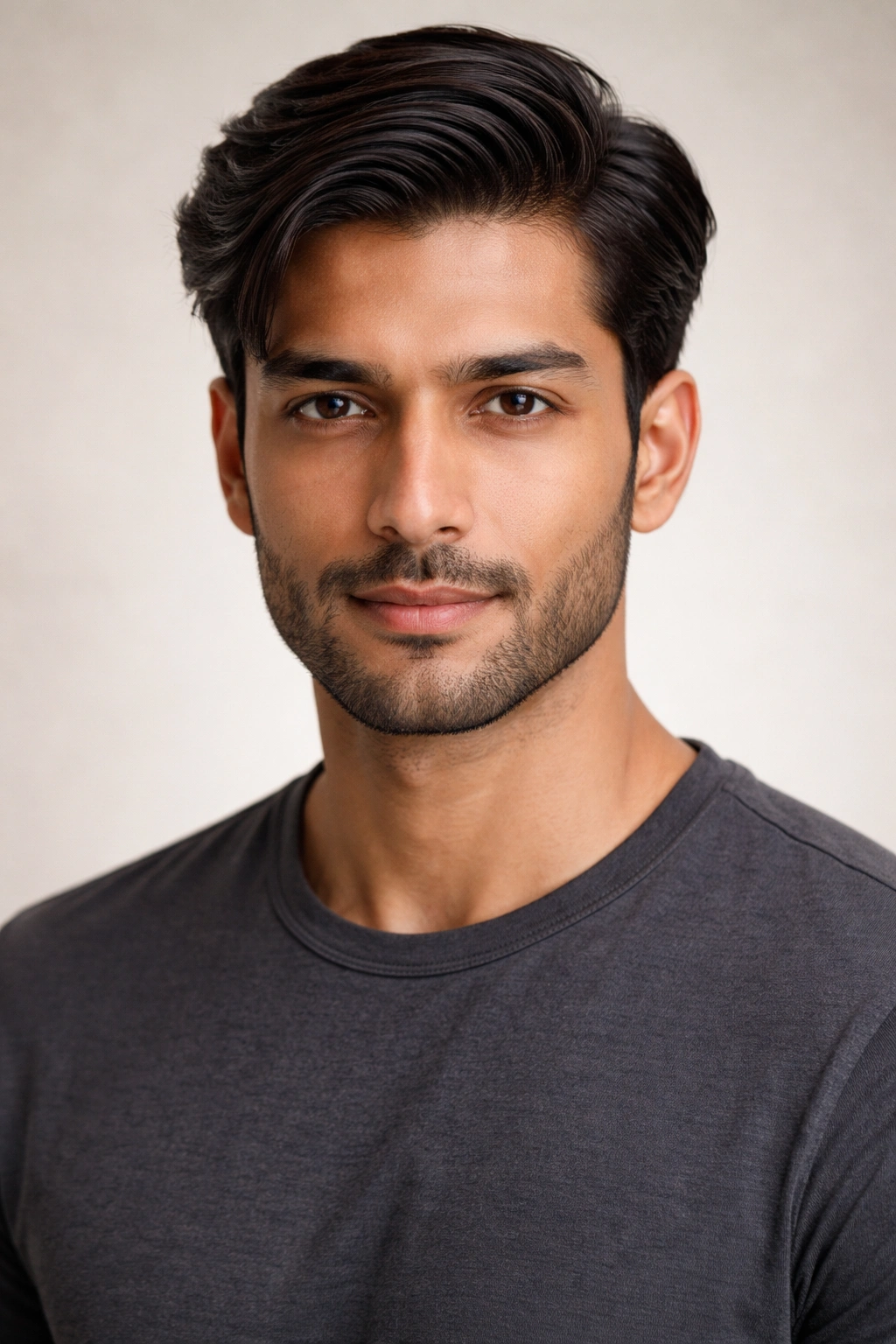 Man with medium-length hair styled in a classic side part