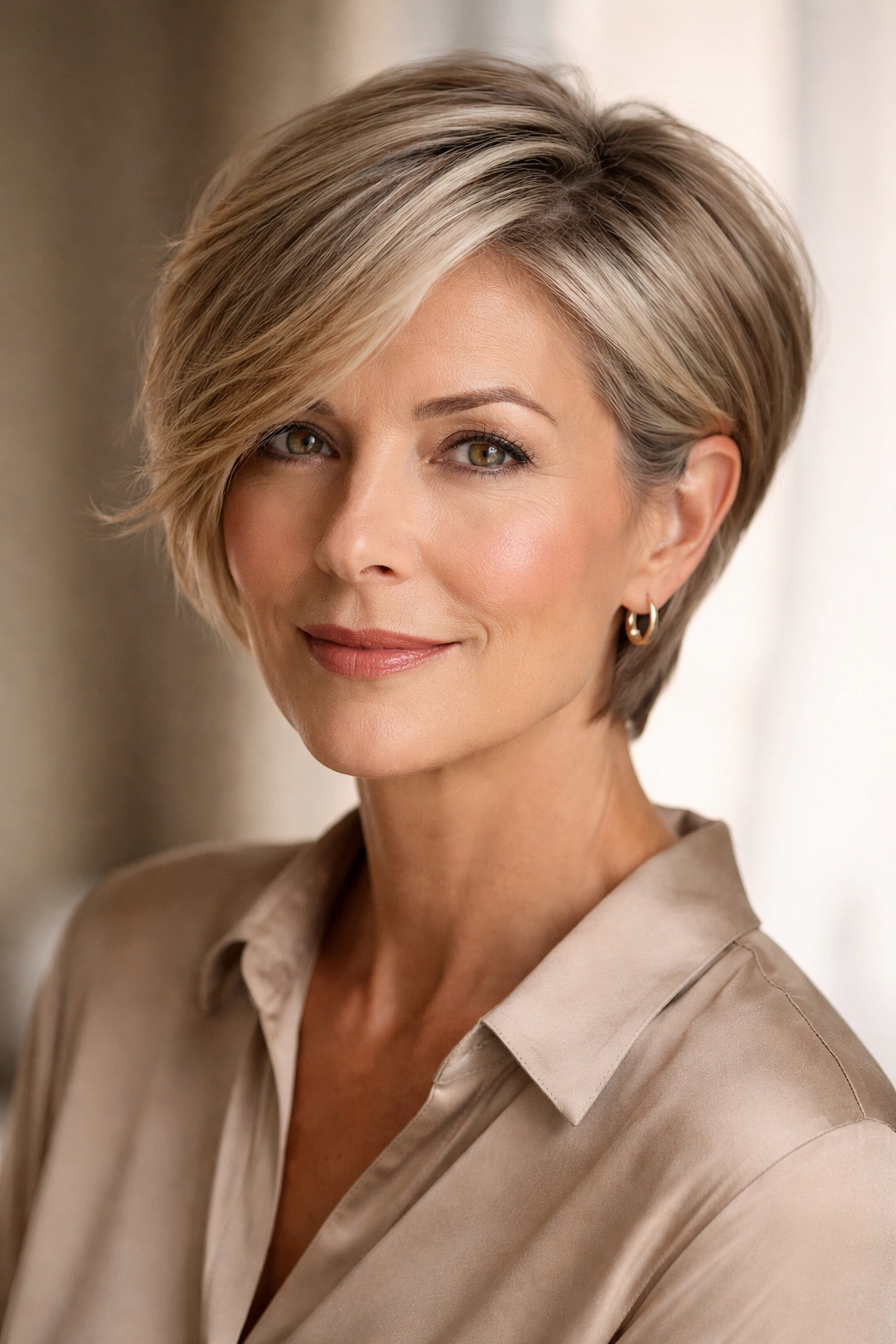 10 Short Haircuts For Older Women With Fine Hair 4 Side-parted crop showing face-framing pieces and tapered sides