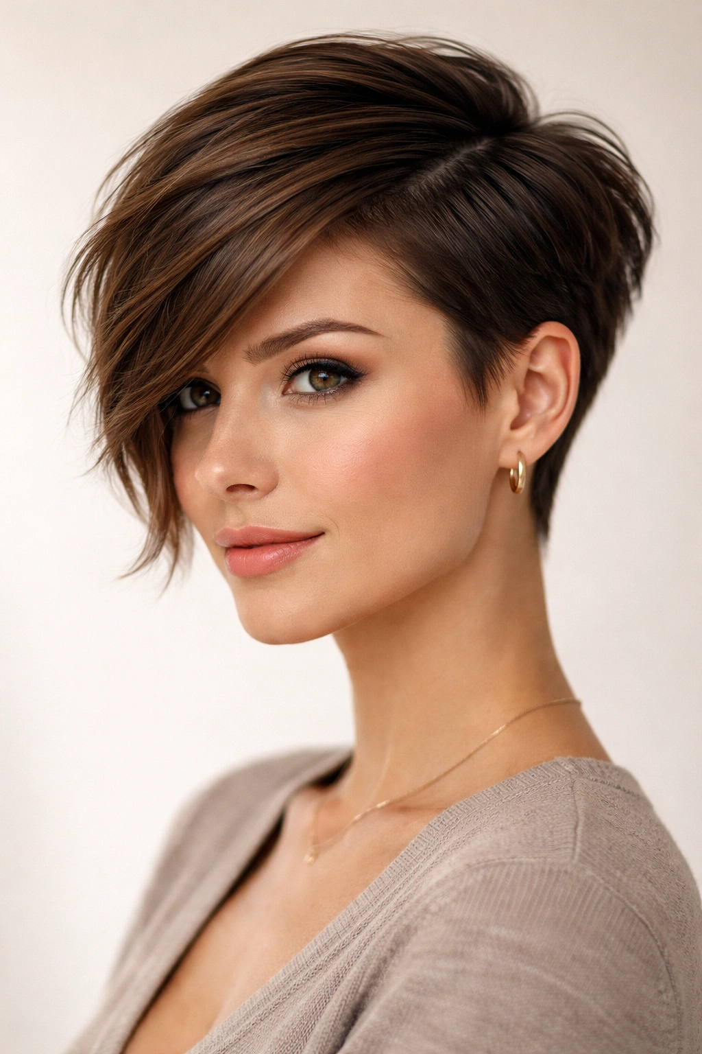 10 Asymmetrical Short Haircuts For Women 9 Side-parted asymmetrical pixie with deep part and textured back