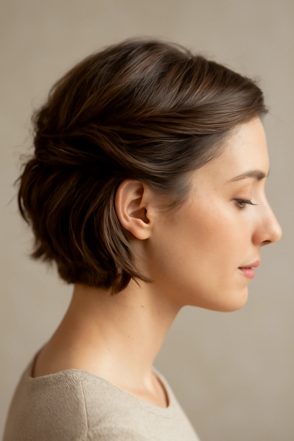 15 Easy Short Hair Updos That Work for Any Occasion 12 Asymmetrical side-pinned twist on short hair