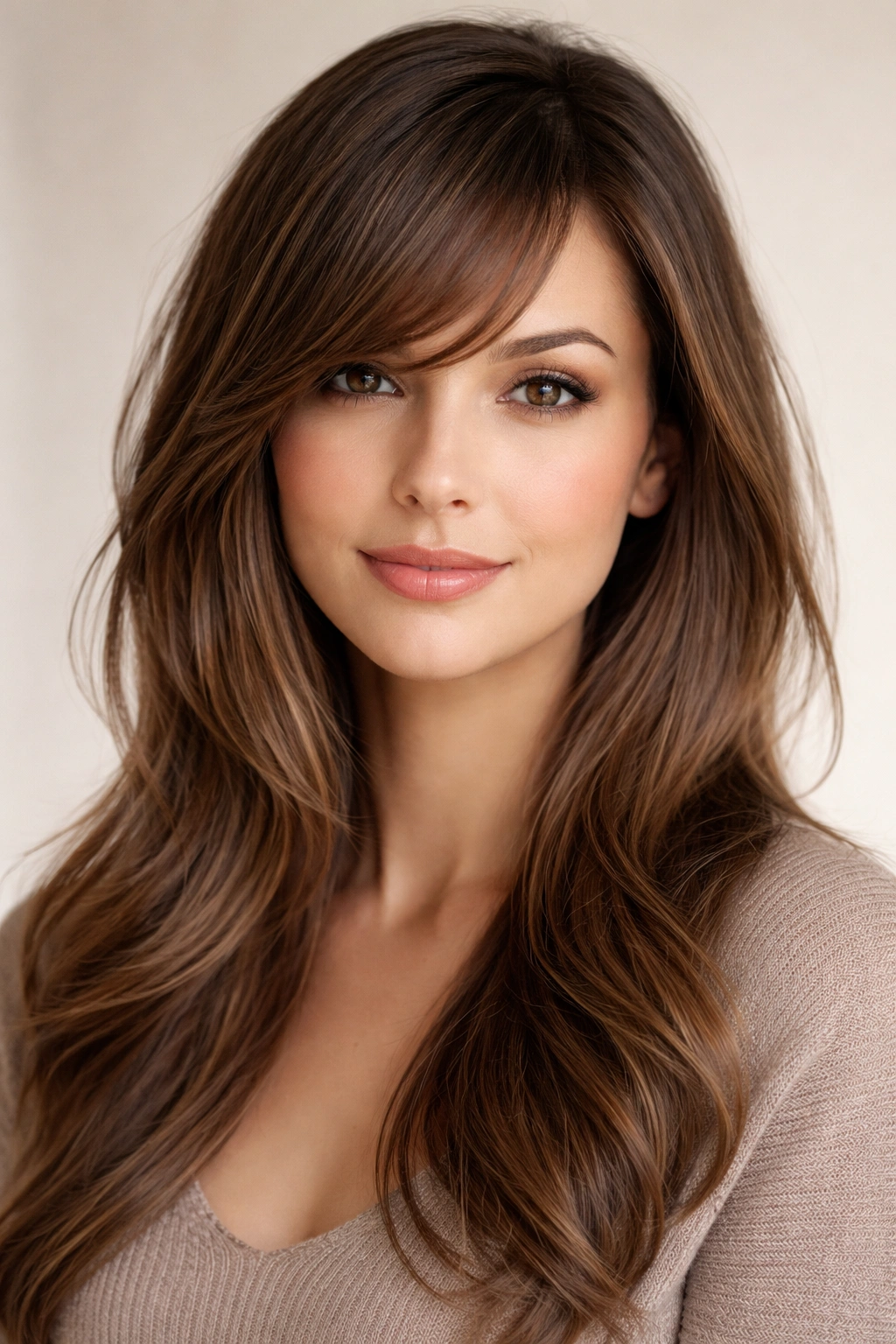 10 Side Swept Bang Styles For Every Face Shape 3 Portrait of an oval-faced person with balanced side-swept bangs