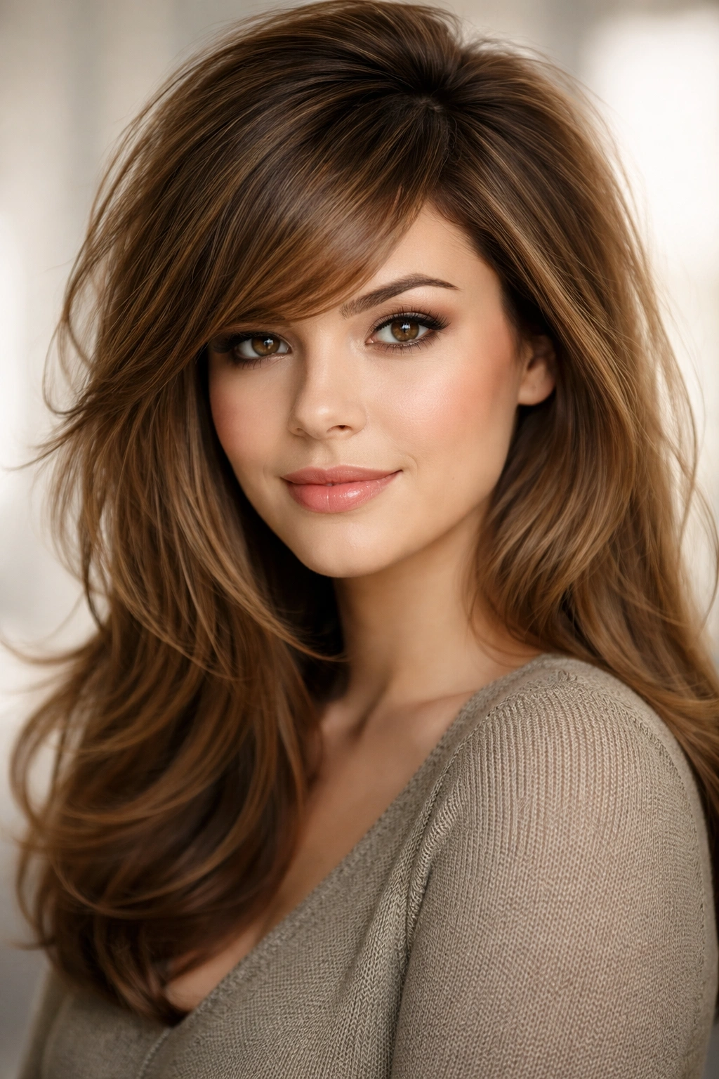 15 Hairstyles For Round Faces You Ll Want To Copy 3 Hair with side-swept bangs and crown volume
