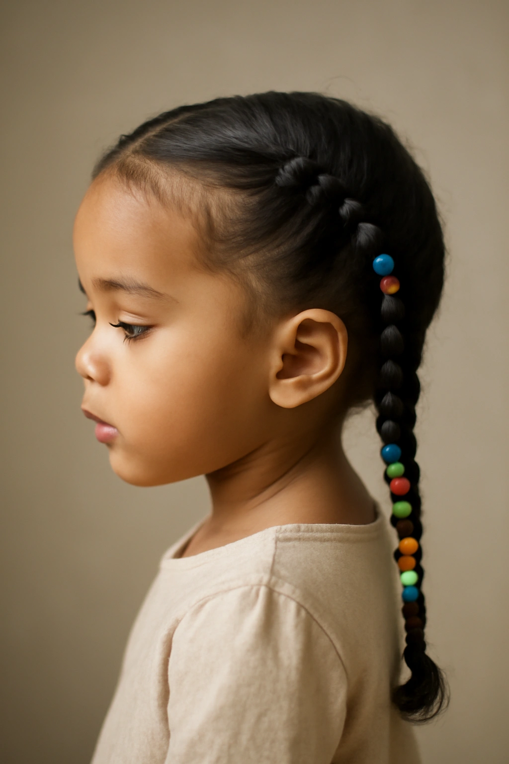 12 Cute Beaded Hairstyles Your Toddler Will Love 6 Side-swept beaded braid on a toddler