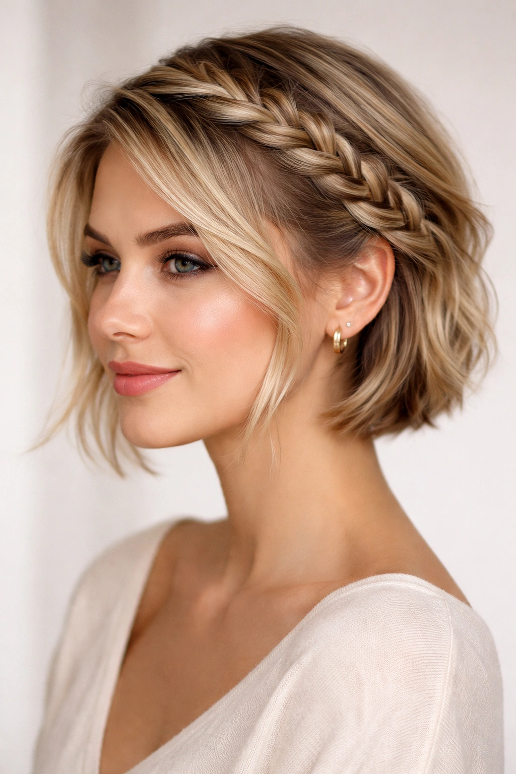 25 Short Braid Styles To Bookmark For Your Stylist 6 Side-swept braid diagonal across short hair