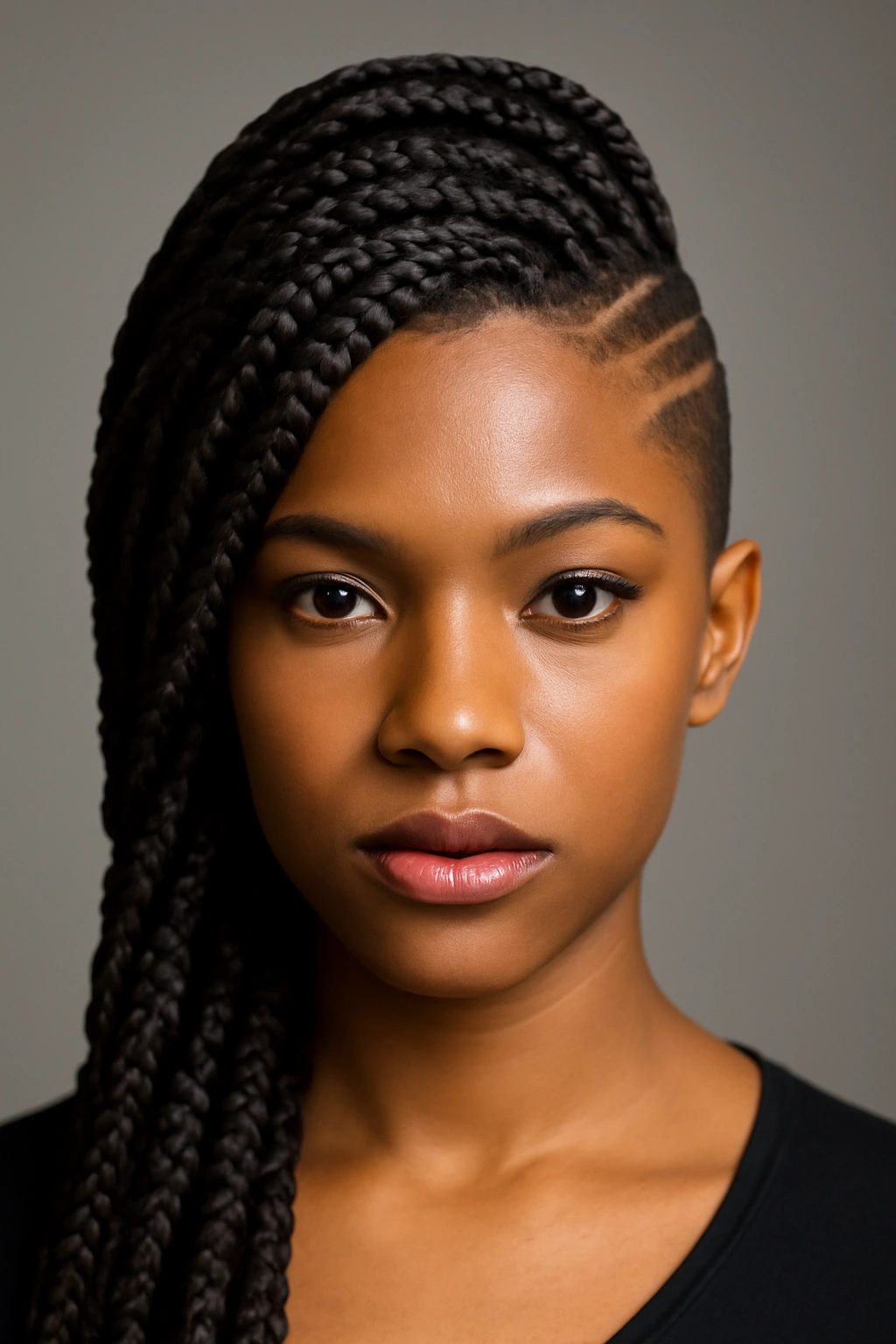 15 Natural Braid Styles Black Women Are Wearing Now 14 Bold side-swept braids forming an asymmetrical mohawk.