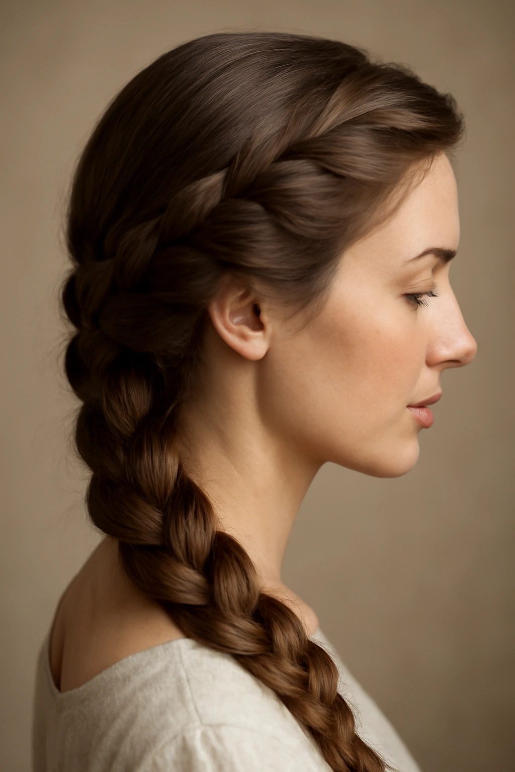 10 Loose Braid Styles for Casual or Dressy Occasions 2 Side-swept French braid diagonally across head.