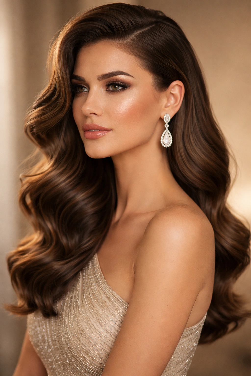 Dramatic side-swept waves with deep part and shoulder cascade