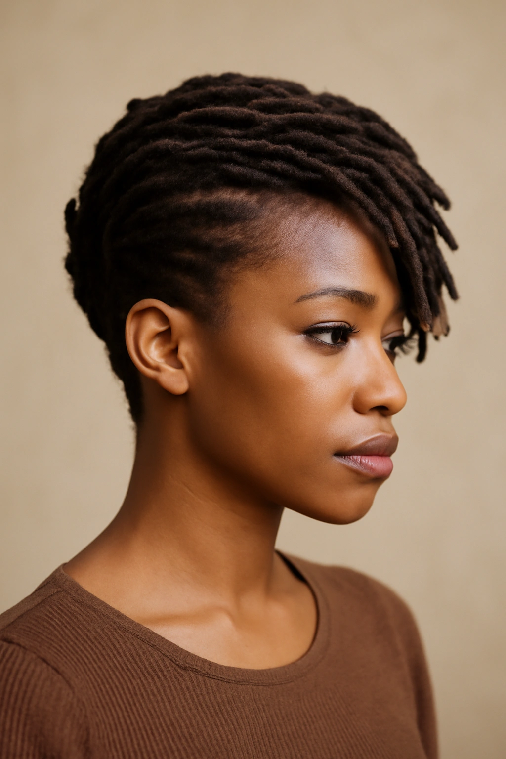 12 Short Loc Styles Women Are Obsessed With Right Now 2 Side-swept loc crown on the side of the head with off-center crown