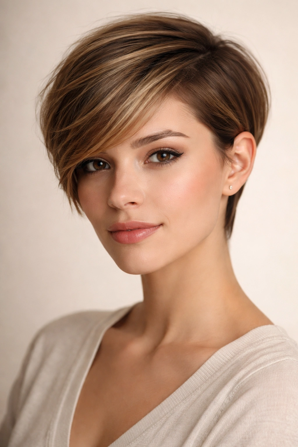 10 Short Haircuts That Tuck Behind The Ears Perfectly 4 Side-swept pixie showing longer side swept and ears tucked