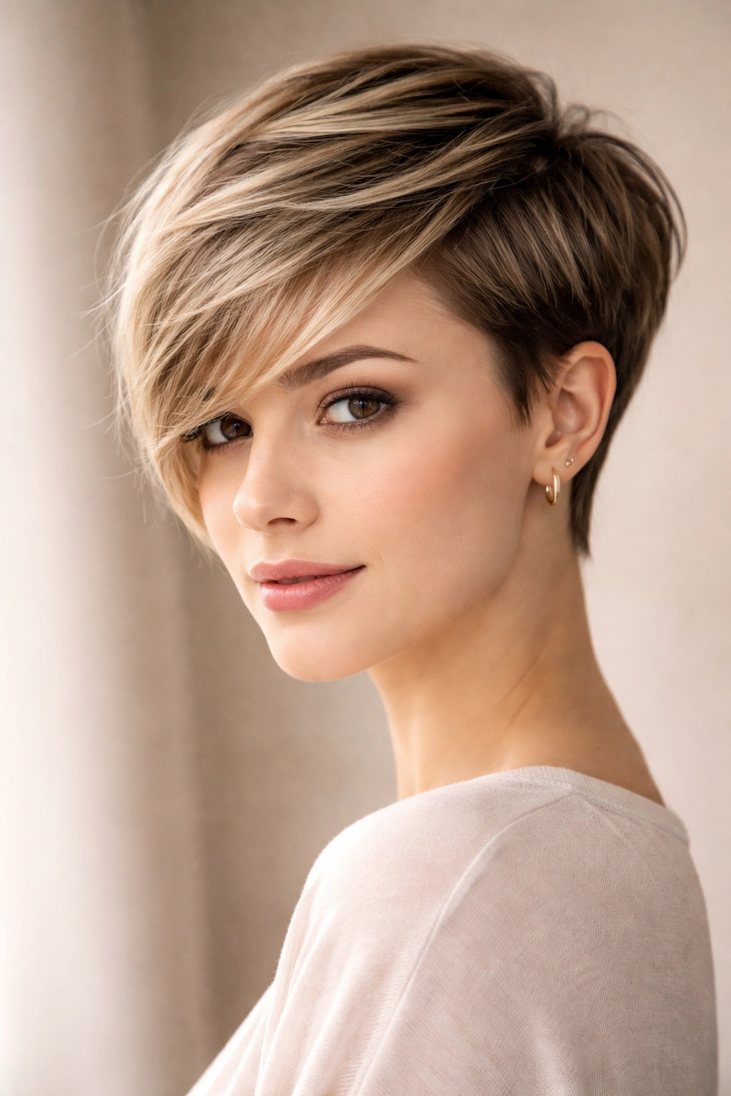 10 Short Haircuts That Work With A Small Forehead 5 Side-swept pixie hairstyle with longer top swept across face