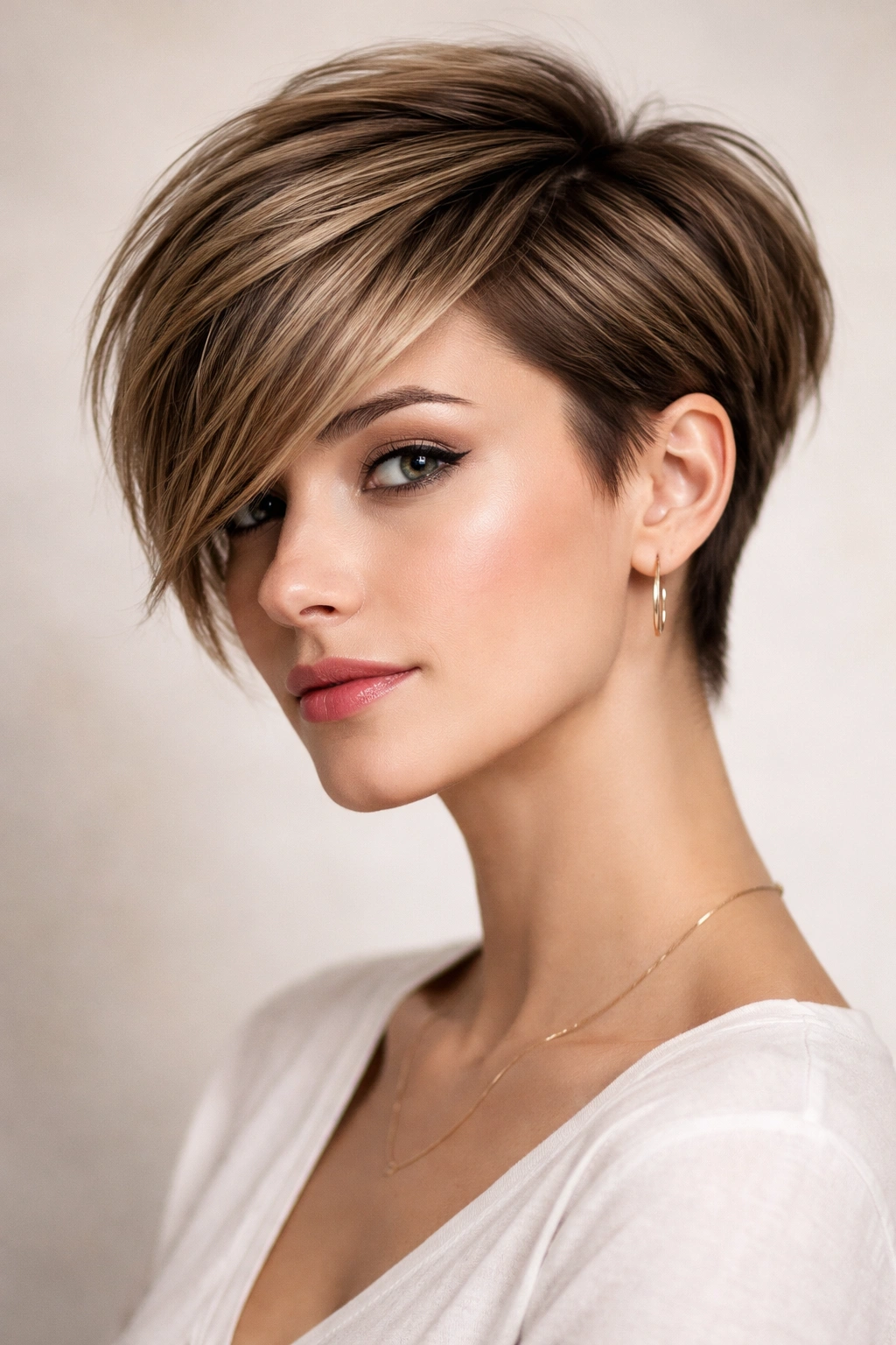 20 Very Short Haircuts That Still Look Feminine 8 Side-swept pixie with longer front, asymmetrical silhouette