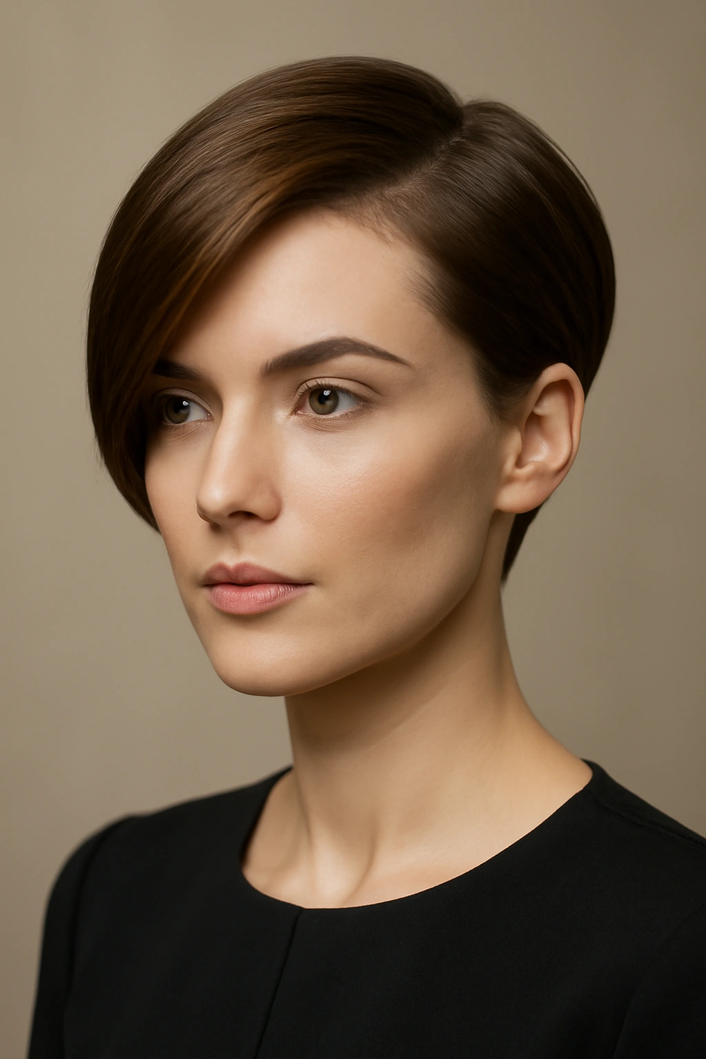10 Polished Short Hairstyles for Any Formal Event 4 Short cut with dramatic side sweep across the forehead