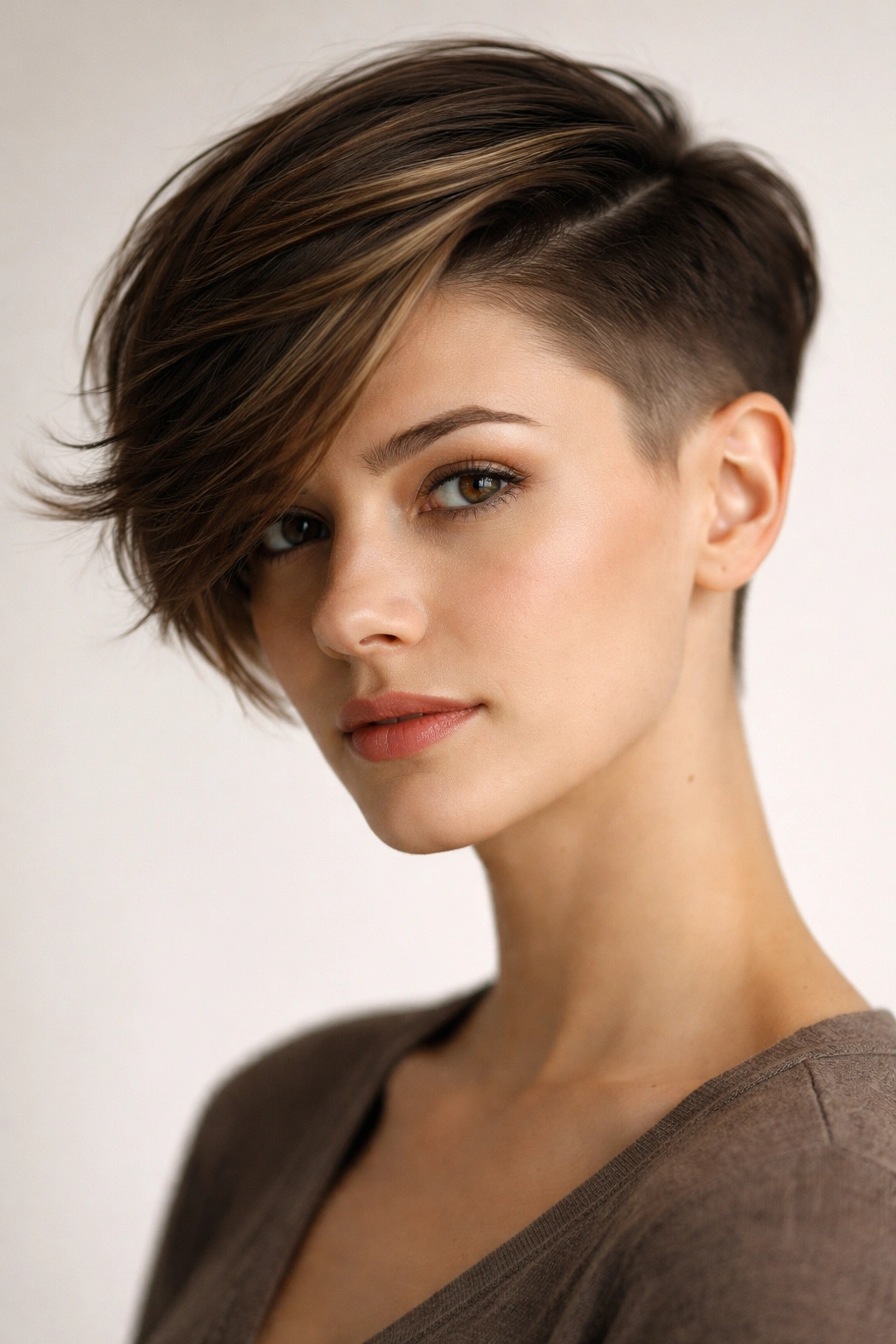 15 Short Haircuts That Balance Out A Longer Face 12 Side-swept short hairstyle with diagonal top and faded side