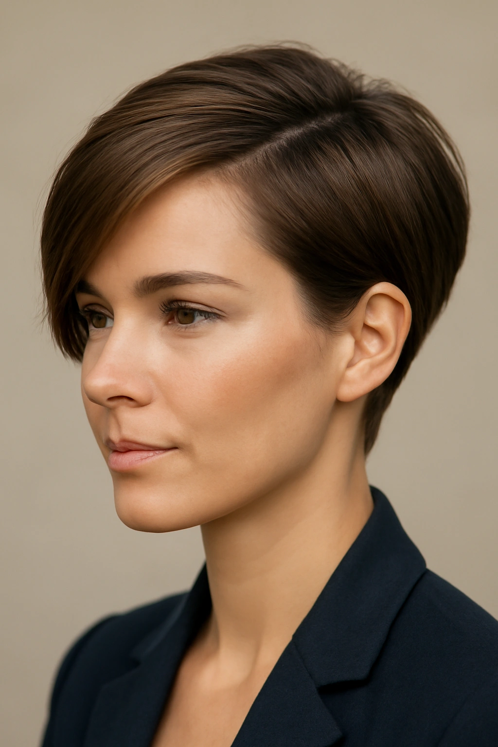 12 Polished Short Hairstyles for Women’s Job Interviews 6 Side-swept short hair with diagonal front sweep