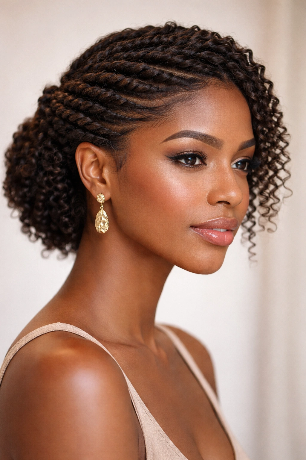 15 Short Twist Styles For Every Natural Hair Texture 11 Side-swept twisted crown with diagonal twists across the head