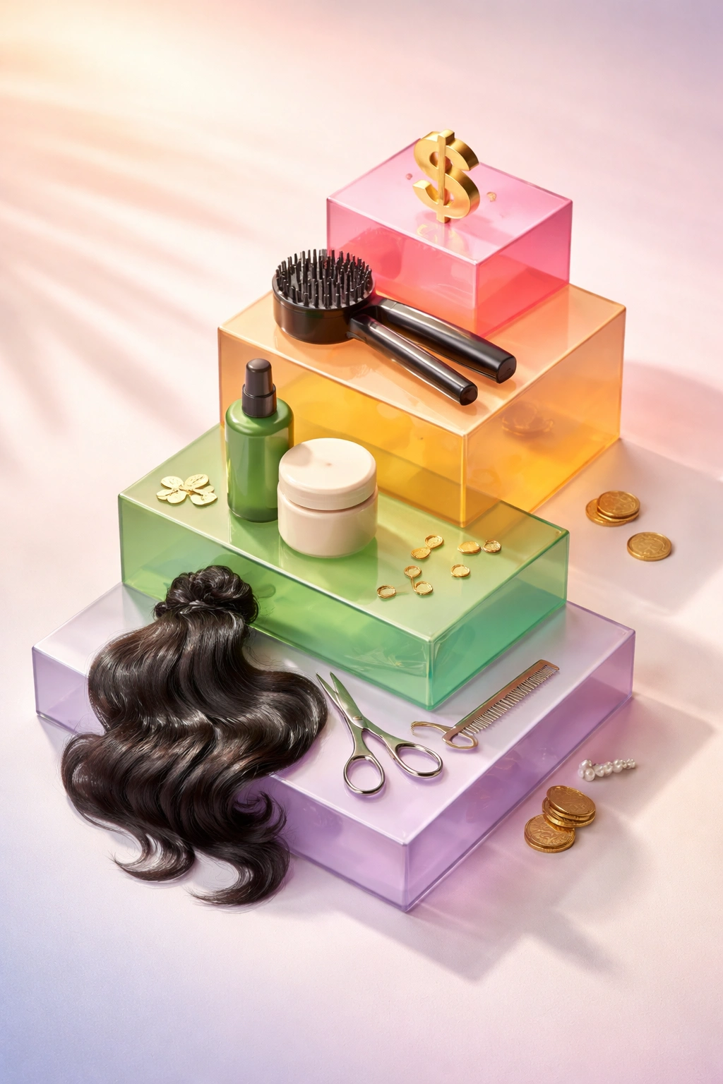Abstract color blocks representing silk press pricing components