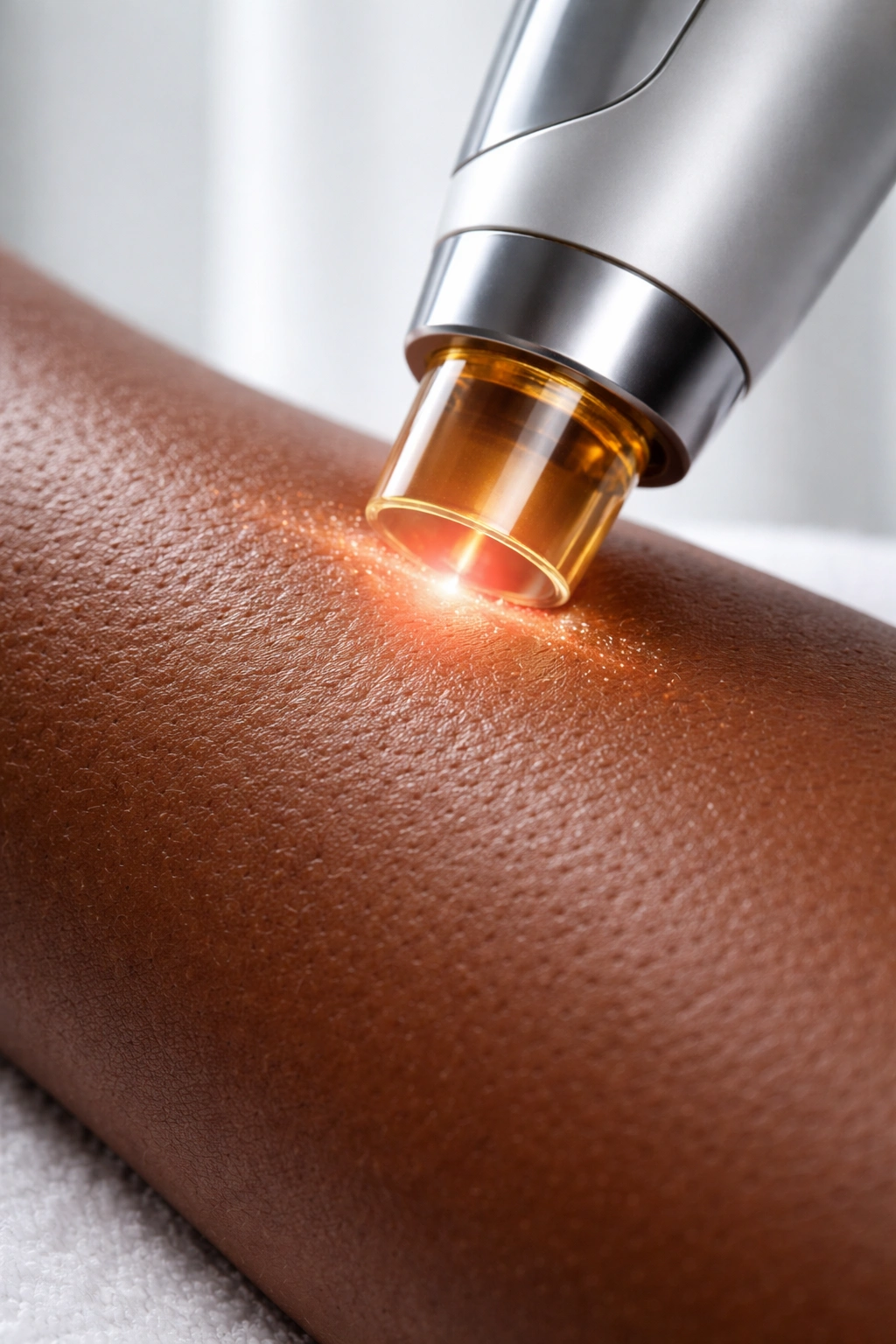 Close-up of dark-toned skin showing texture for pigmentation safety considerations