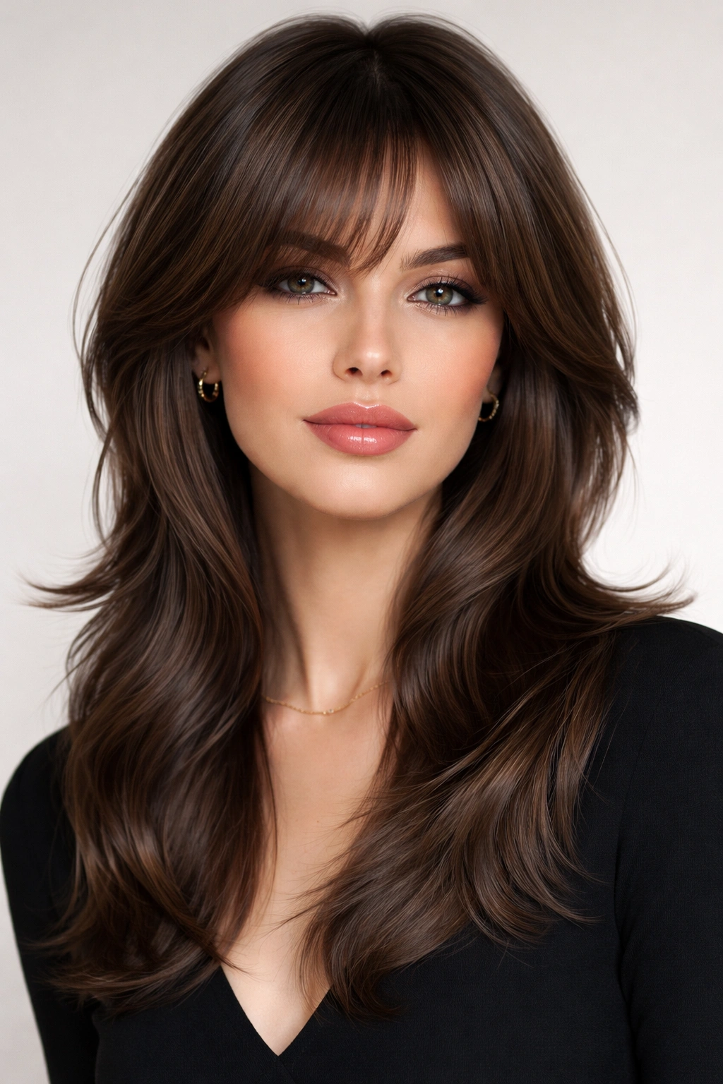 20 Wolf Cut Hairstyles Women Are Obsessed With 8 Sleek blowout wolf cut with polished waves on a woman.