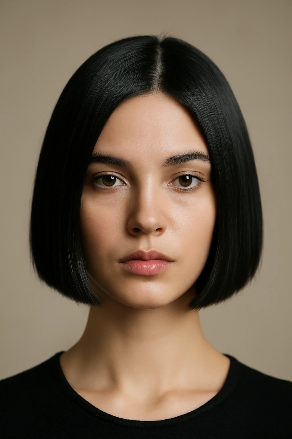 20 Bob Haircut Ideas From Short To Long Lengths 13 Close-up of a sleek jaw-length blunt bob with glossy straight hair