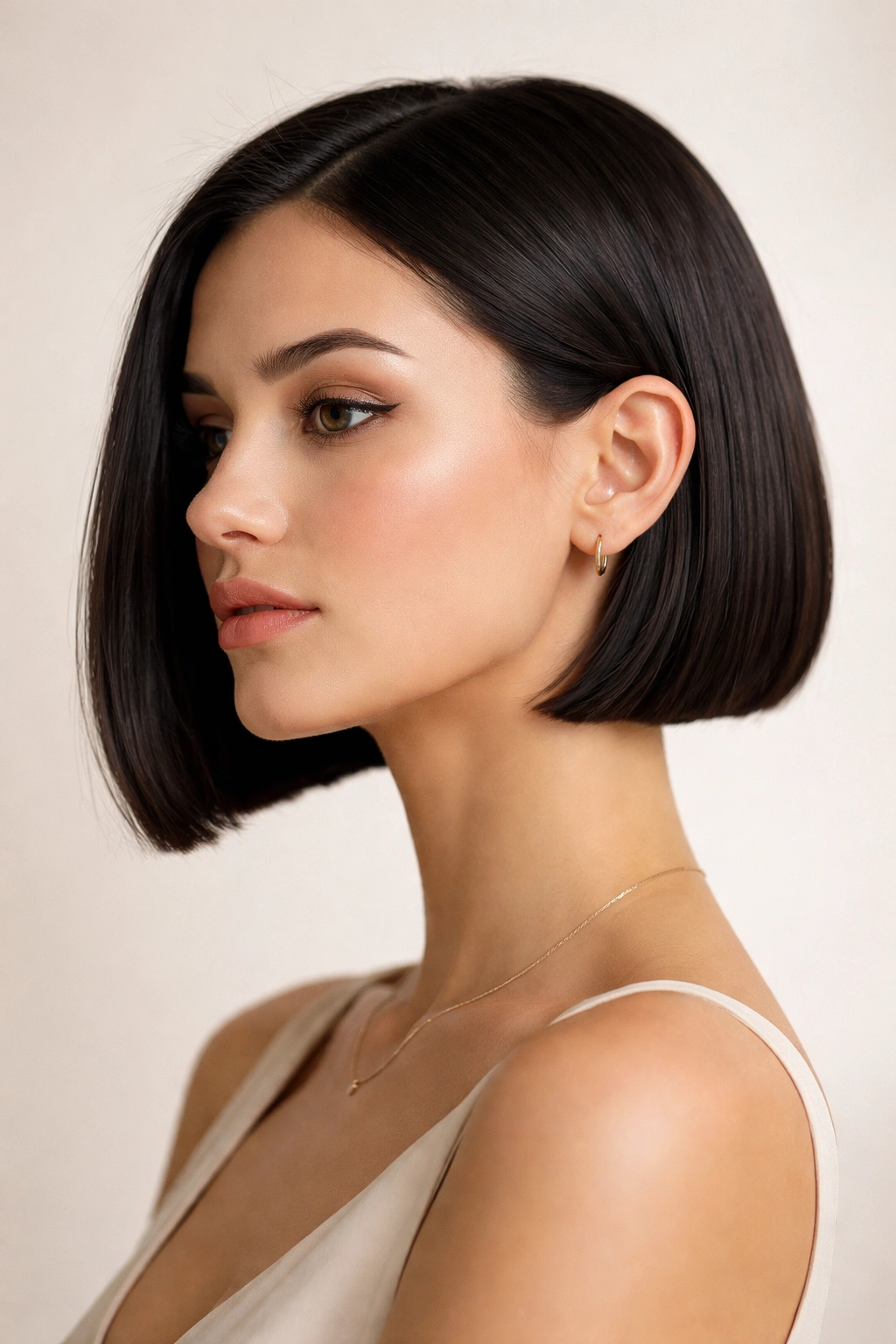 10 Short Haircuts That Tuck Behind The Ears Perfectly 8 Sleek chin-length bob tucked behind the ear, showing neck and jawline