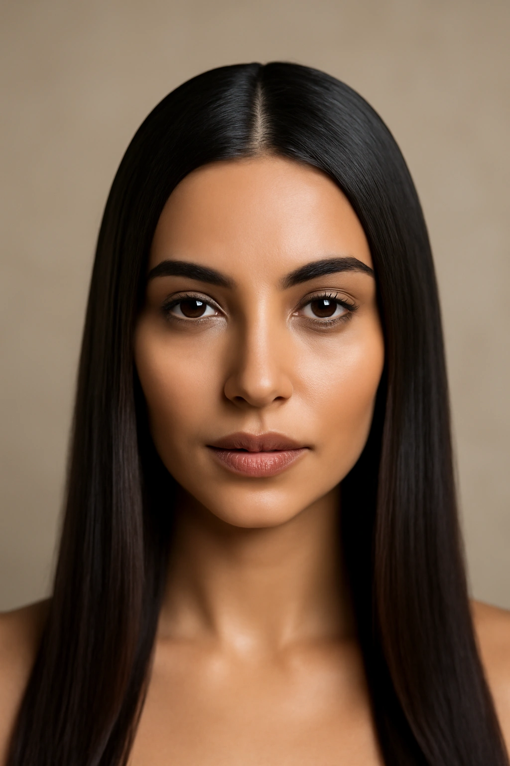 12 Beautiful Hairstyles for Arab Women to Try 4 Sleek center-part hairstyle with glossy straight hair
