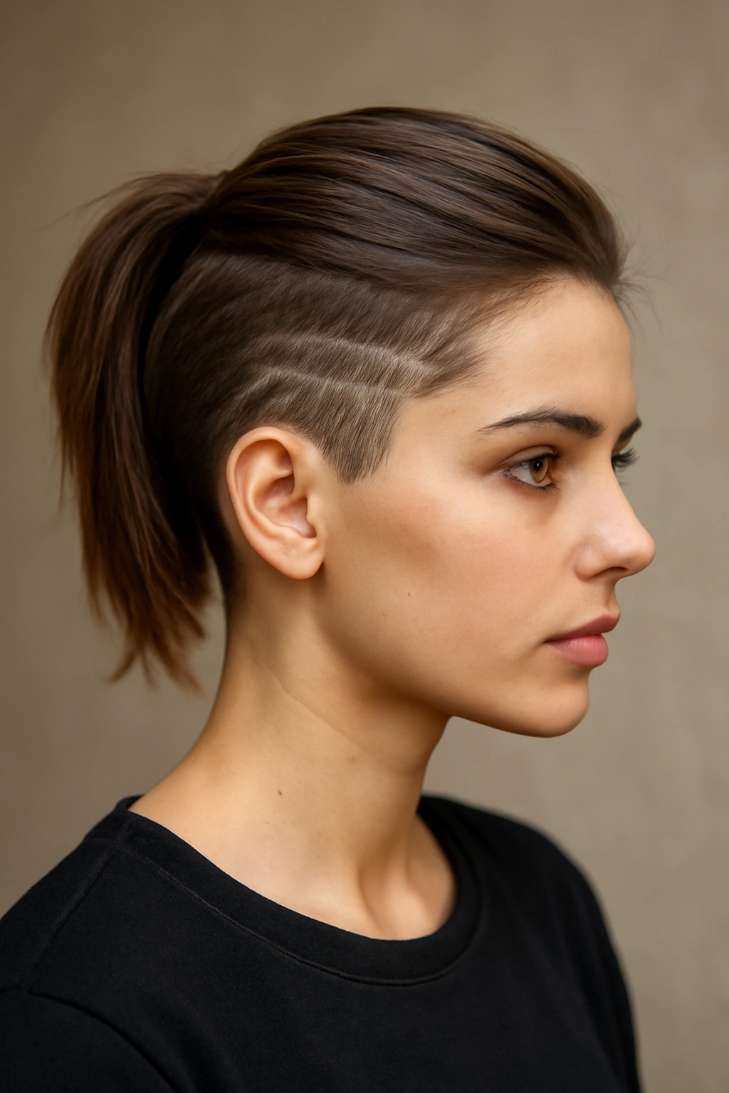 10 Half Up Styles for Short Hair You Can Try Today 5 Sleek half-up style showing undercut detail on short hair