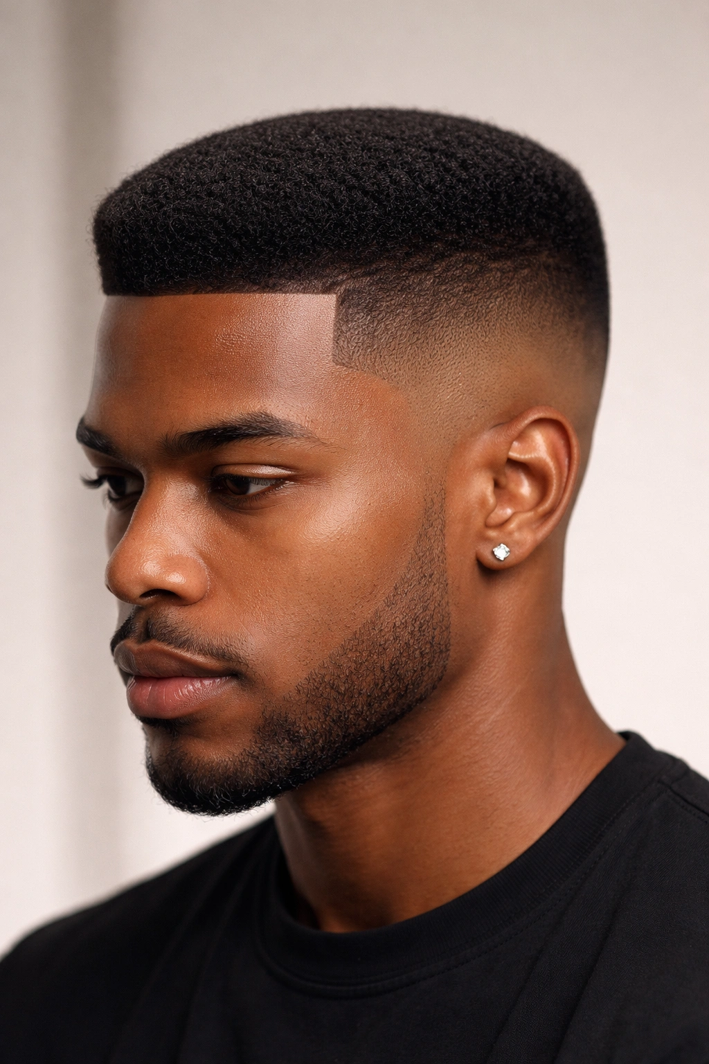 Close-up of sleek smooth high fade with polished crown