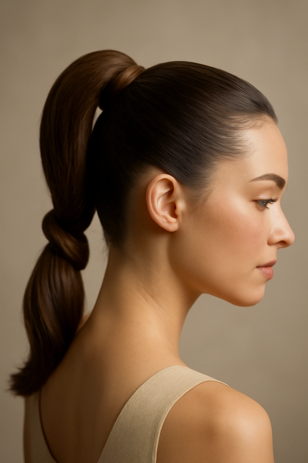 8 Romantic Updos for Weddings and Date Nights 5 Sleek high ponytail with a twist forming a romantic knot at the base