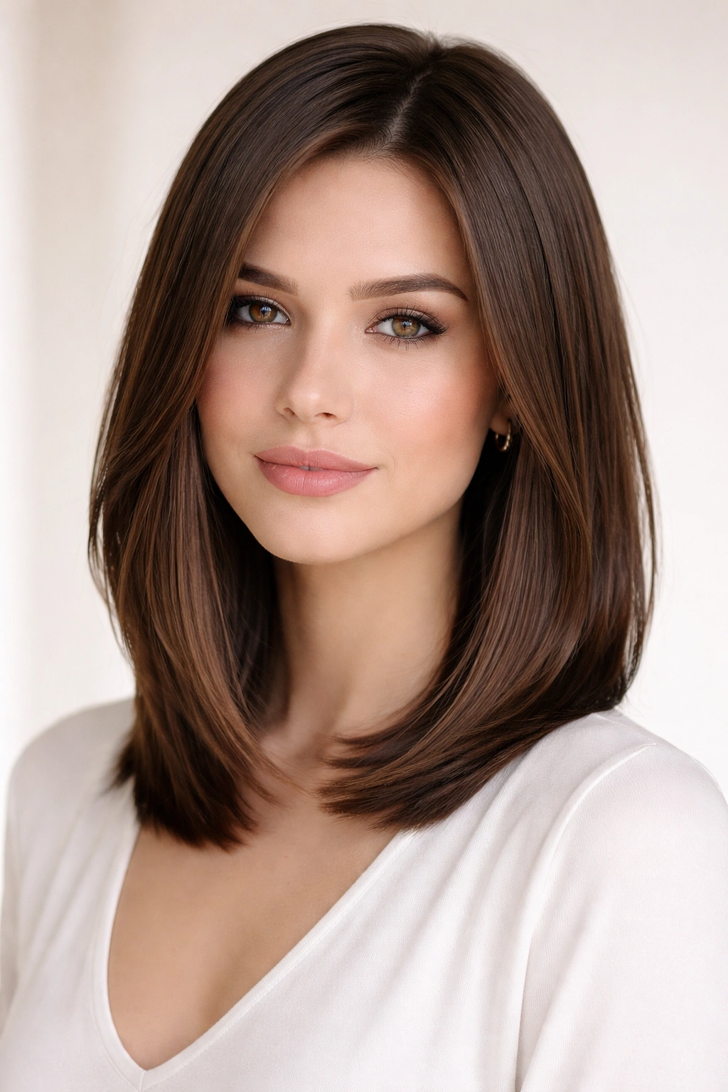 Sleek long bob with subtle layers and smooth shine