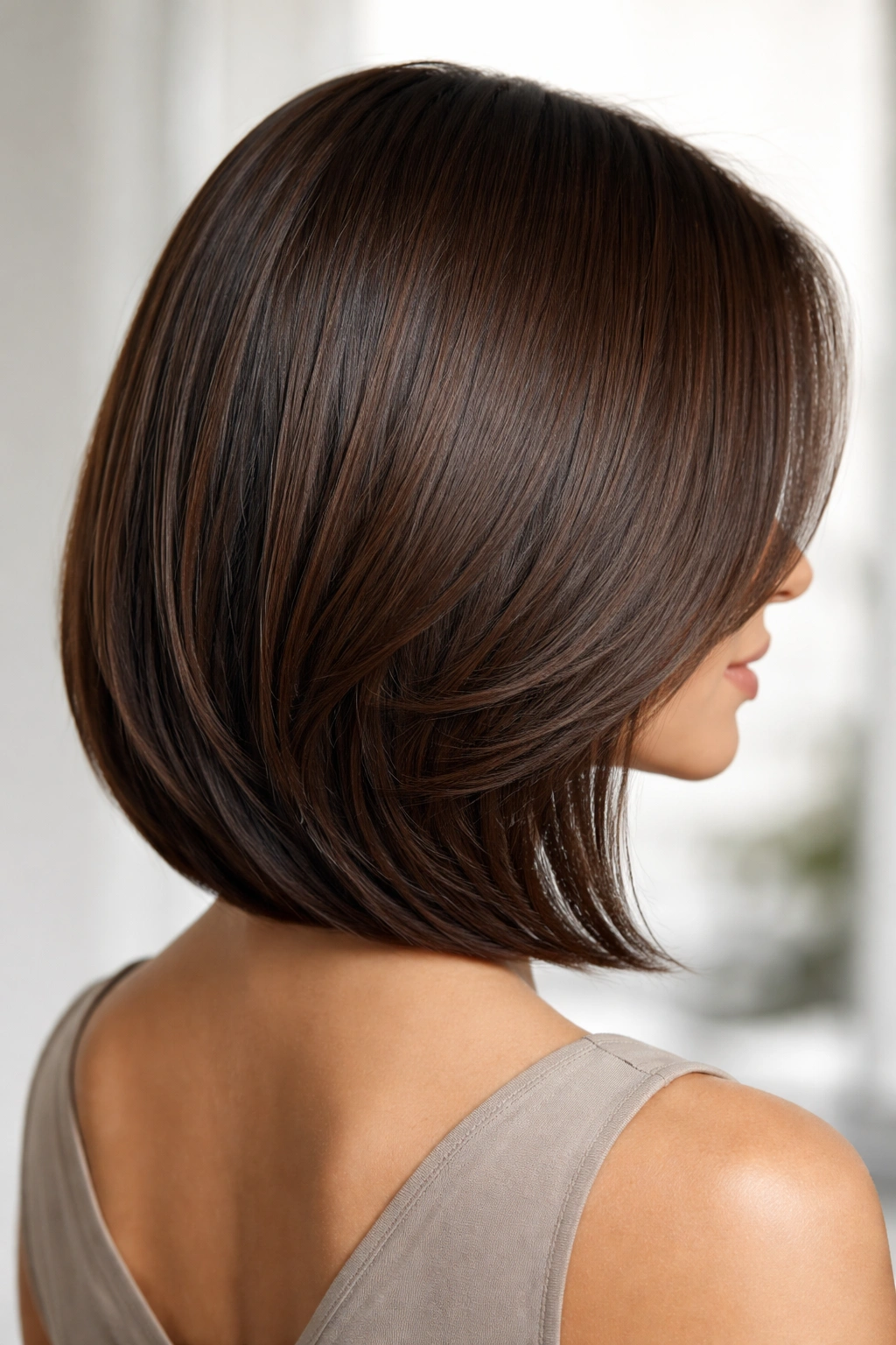 Sleek longer bob with hidden texture layers