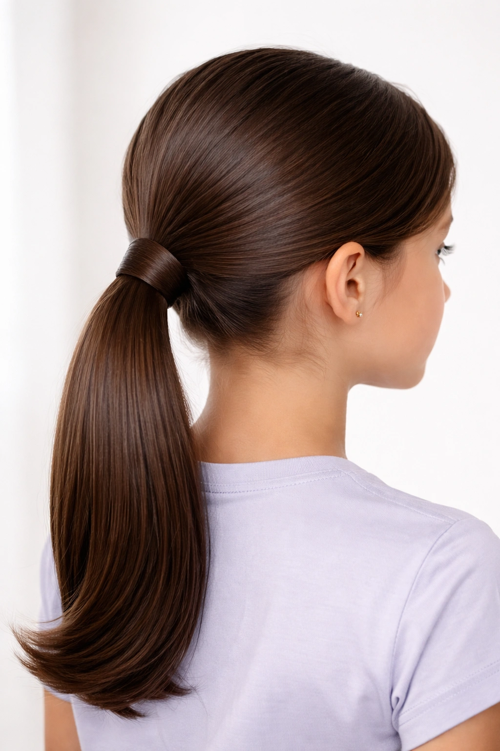 Portrait of a student with a sleek low ponytail at the nape