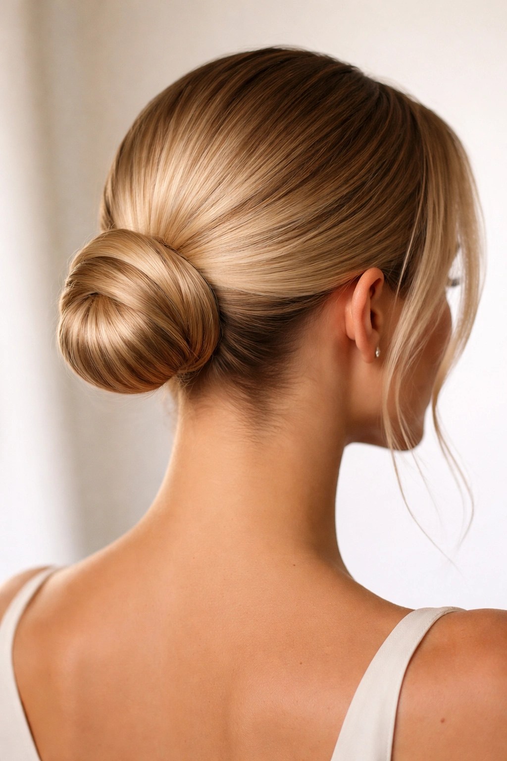 12 Hairstyles For Events That Feel Fancy But Relaxed 10 Glossy sleek topknot at the back of the crown
