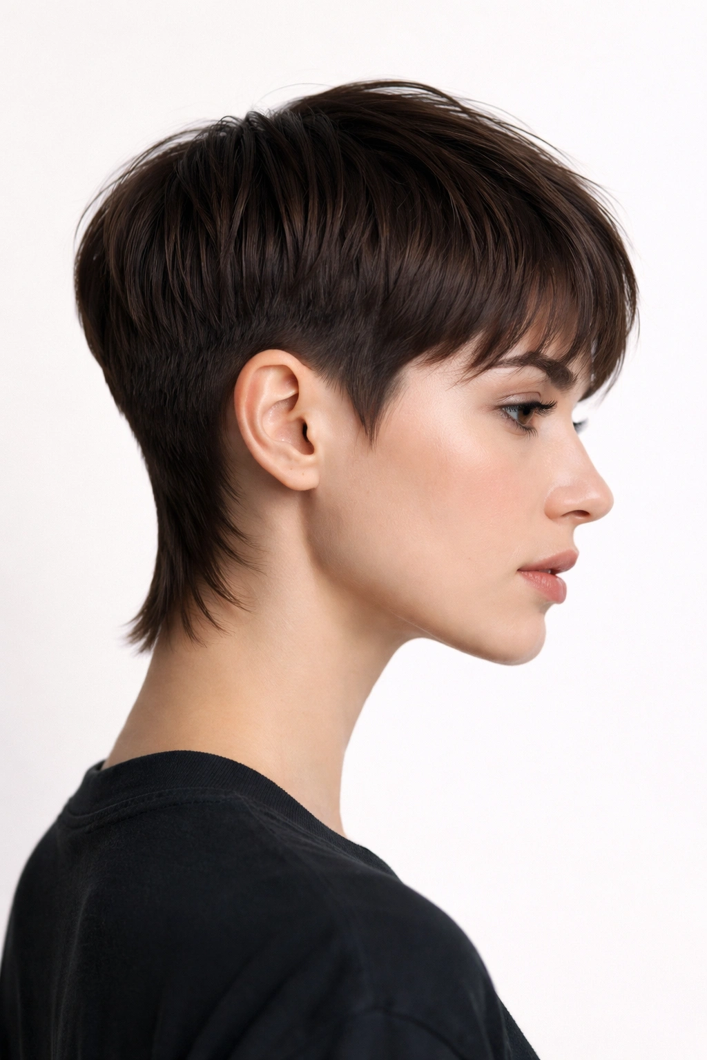 8 Mixie Haircuts Blending Mullet And Pixie 3 Sleek Minimalist Mixie hairstyle with crisp geometry and blunt back.