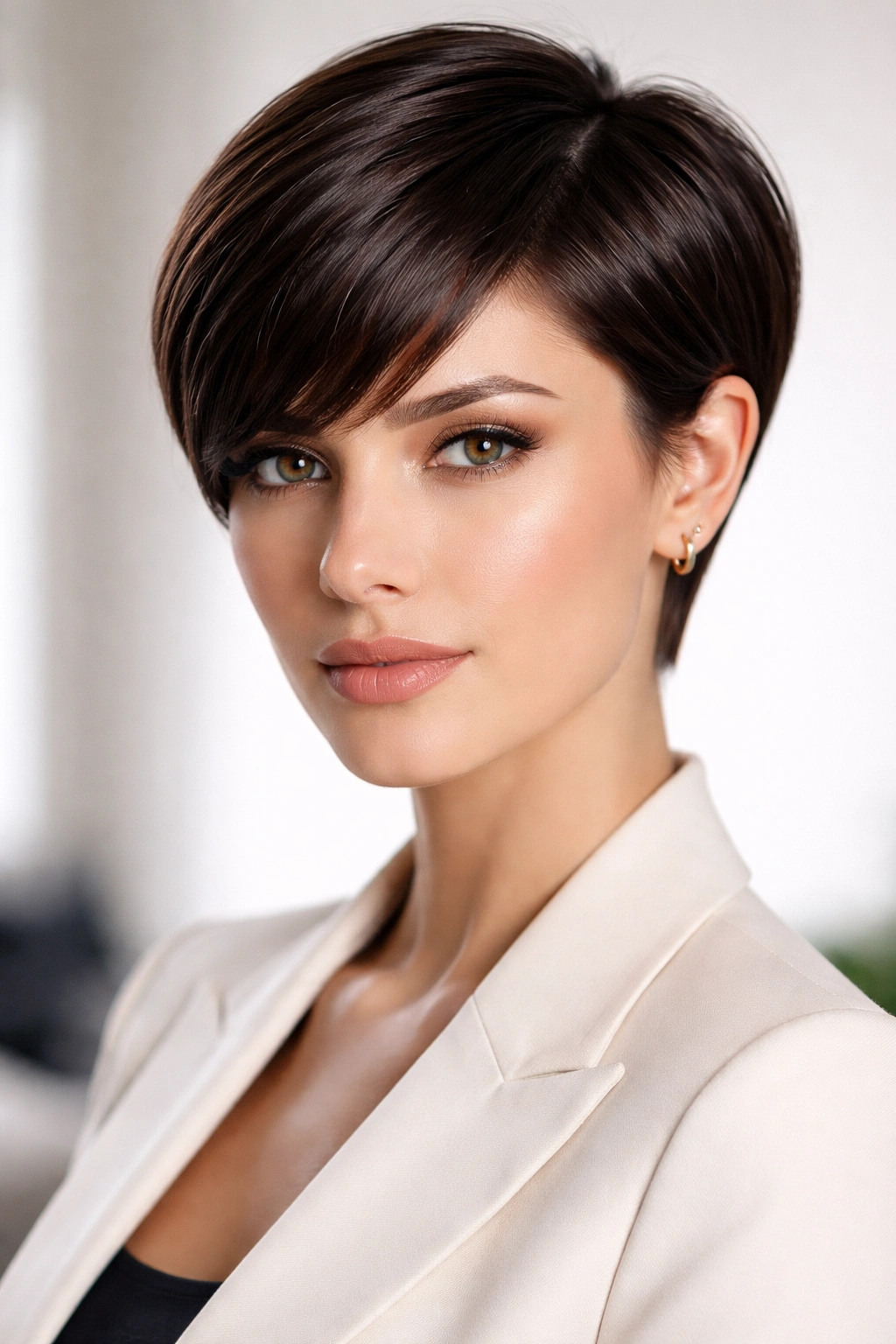 Sleek pixie bob hybrid with clean lines and glossy texture