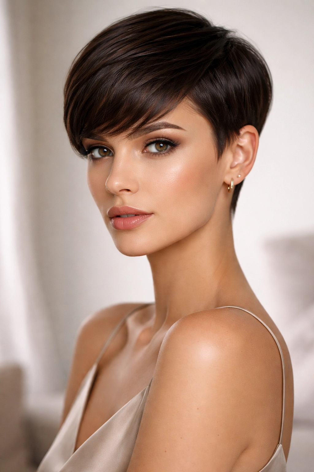 25 Short Haircuts Women Can T Stop Asking For 11 Close-up of sleek pixie cut with sharp lines and polished finish