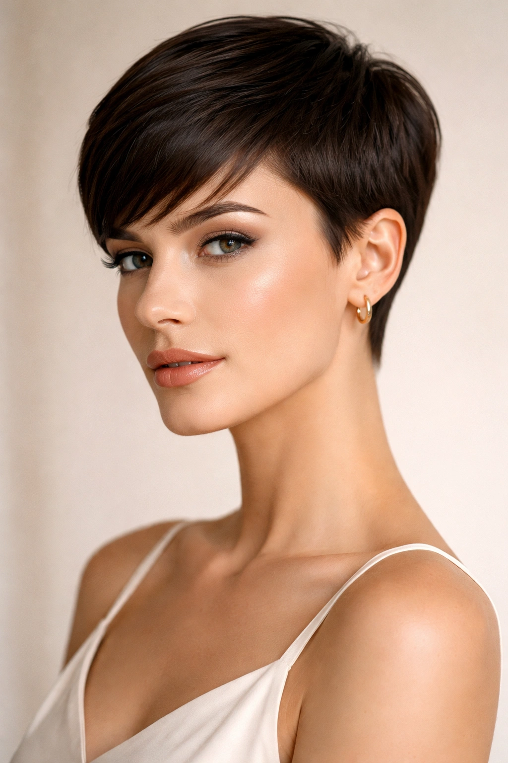 30 Short Haircuts That Flatter Almost Every Woman 17 Close-up of a sleek pixie hairstyle with clean lines