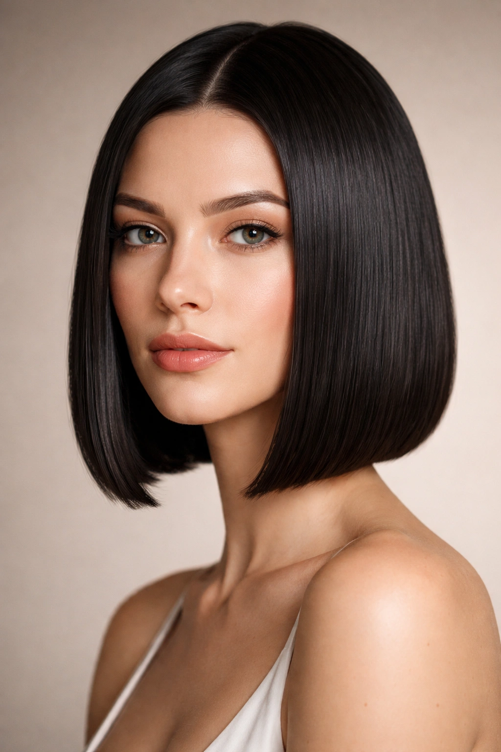 12 Chin Length Bobs That Suit Every Face Shape 10 Sleek chin-length bob on an elongated face with high shine
