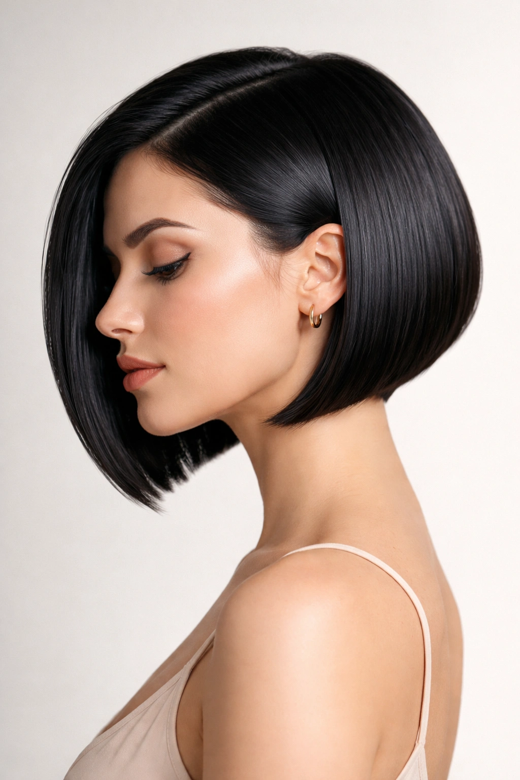 Sleek polished inverted bob with glossy straight line