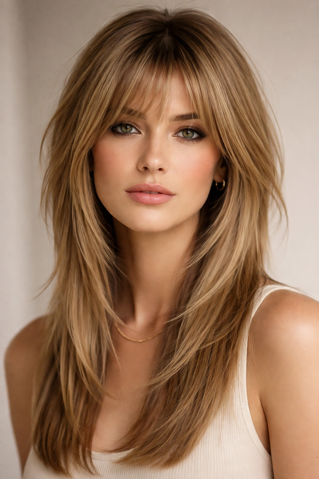 12 Medium Shag Styles For Thick Or Fine Hair 11 Portrait of sleek shag with straight texture and blended layers
