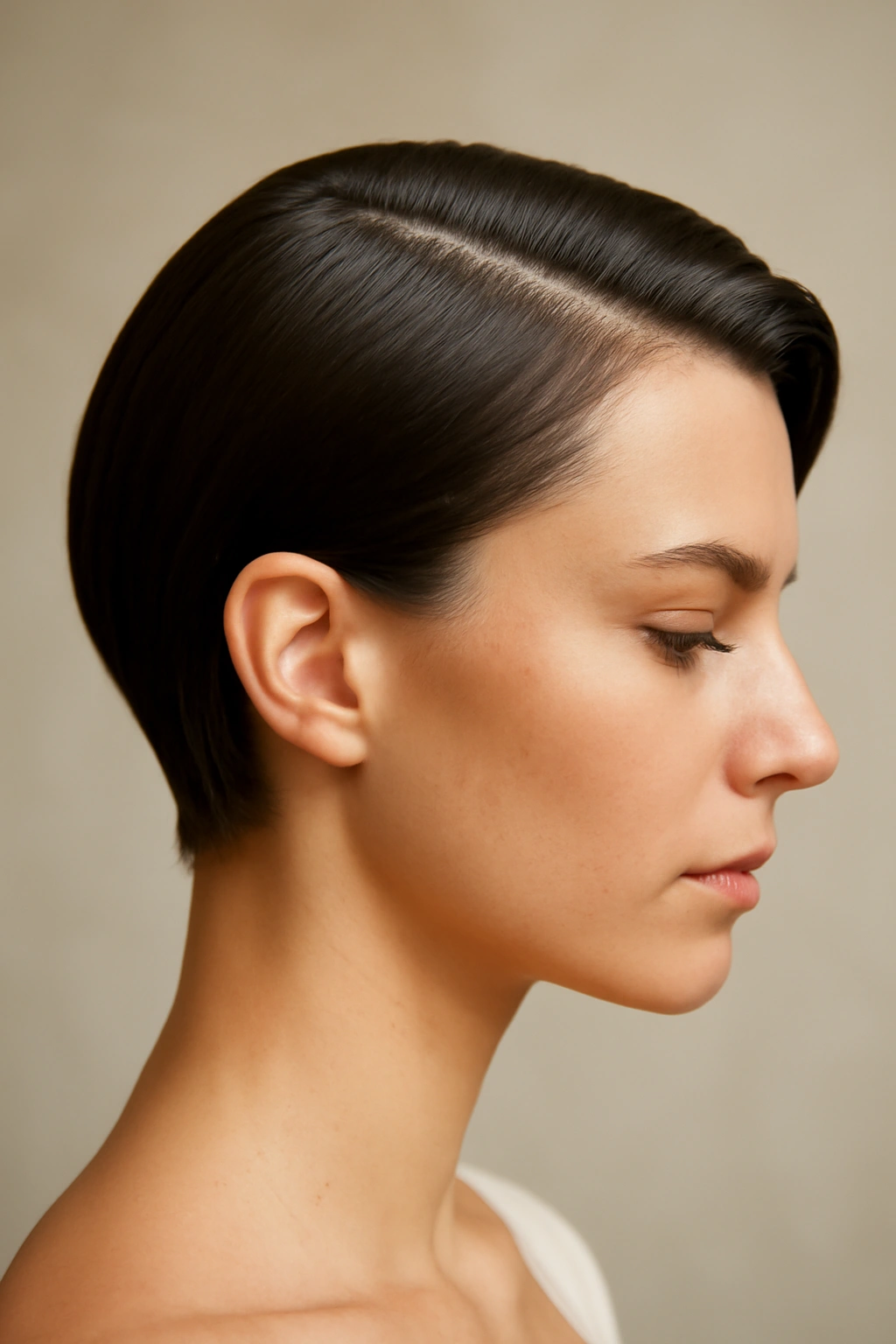 Going to Prom With Short Hair? 10 Styles to Try 3 Side-profile of sleek hair with a deep tuck behind the ear