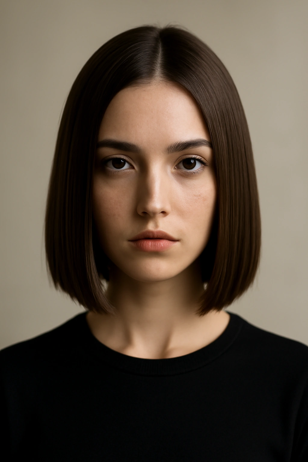 25 Medium Haircuts You’ll Want to Try Immediately 16 Blunt shoulder-length bob with straight, sleek finish.