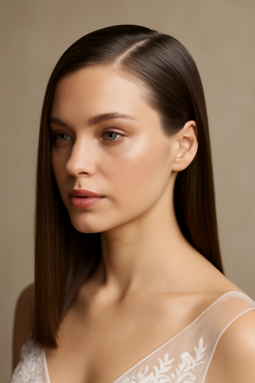 20 Wedding Hairstyles Matched to Your Hair Type 9 Sleek straight hair with deep side part on fine hair
