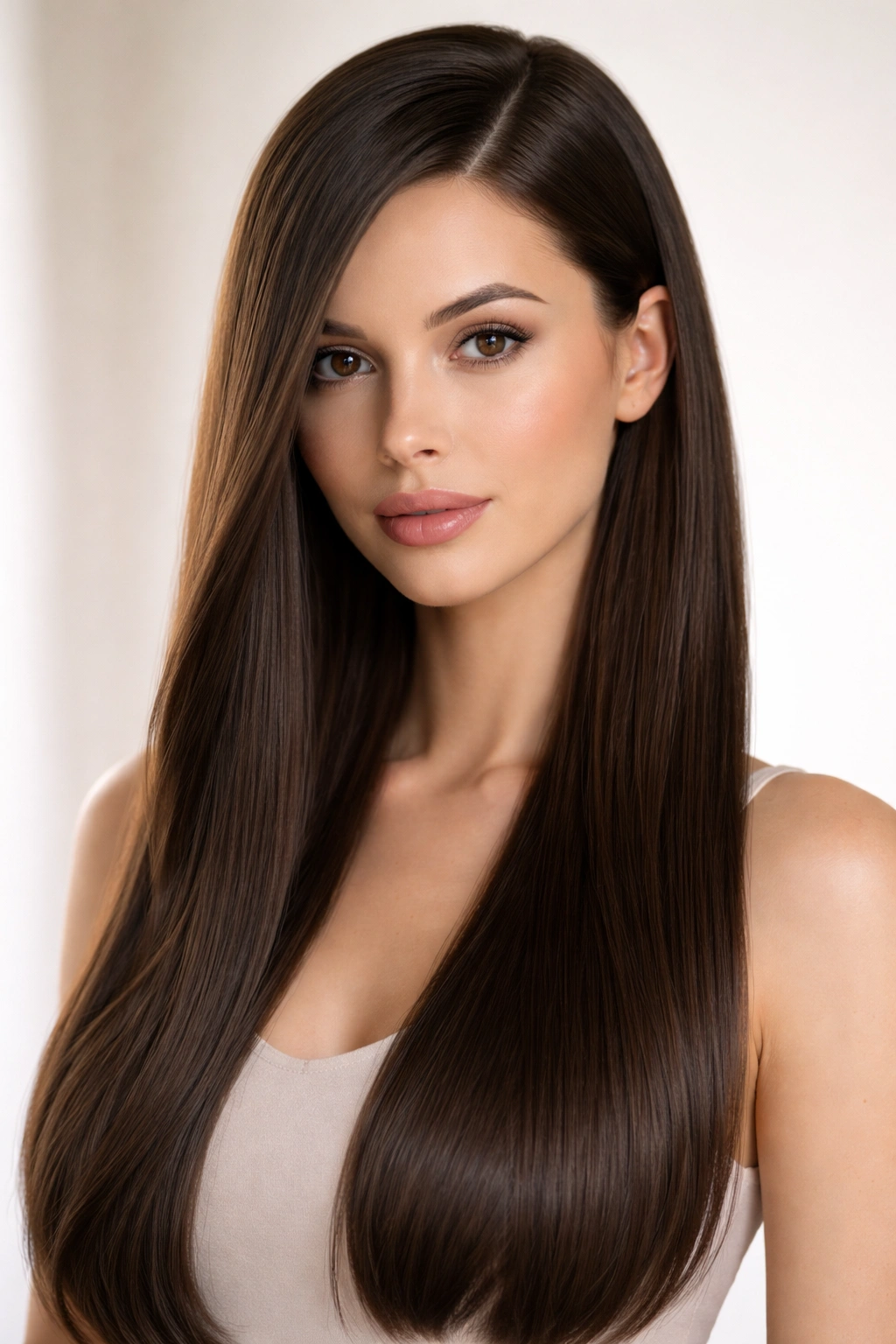 20 Haircuts Matched To Your Face Shape Perfectly 10 Sleek long straight hair with a deep side part on a heart-shaped face