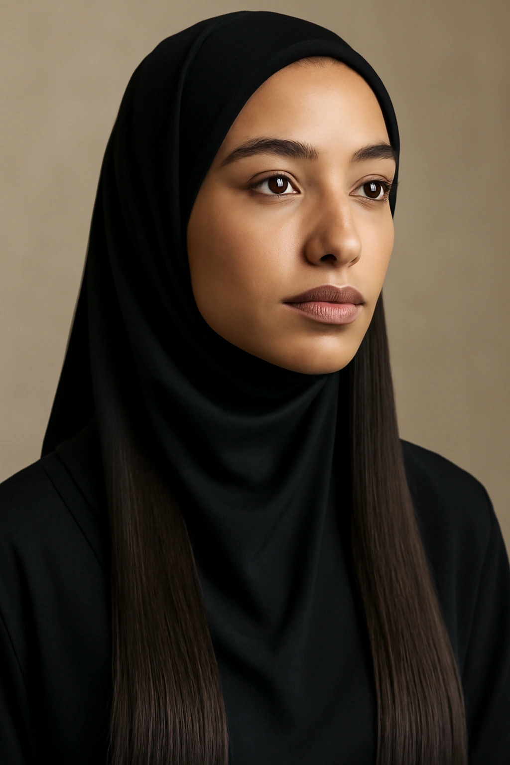 10 Everyday Hairstyles for Women Who Wear a Hijab 10 Close-up hijab wearer with sleek, straight hair under hijab