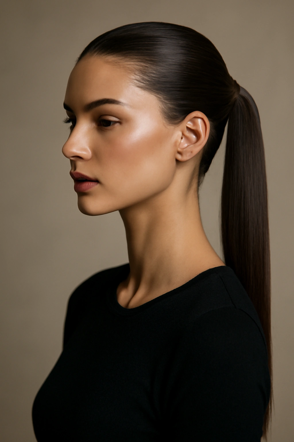 25 Effortless Long Hair Hairstyles Every Woman Needs 23 Model with sleek straight high ponytail and glossy finish