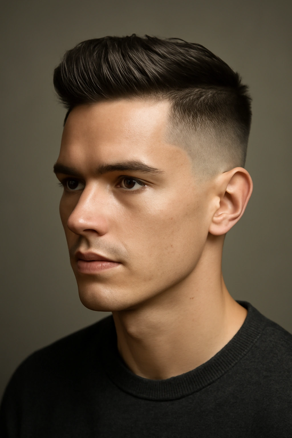 25 Short Hairstyles That Will Instantly Upgrade Your Look 21 Front view of a sleek taper with a sculpted top showing pronounced lift