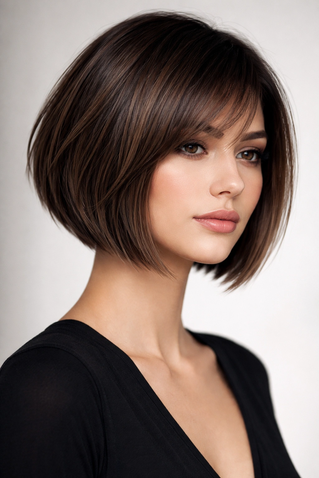 Sleek textured bob with sharp outer edges and soft interior texture