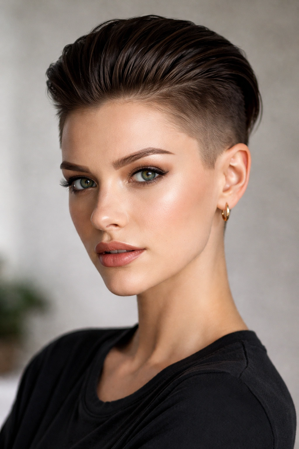 Sleek undercut with long top contrasted against short sides on model