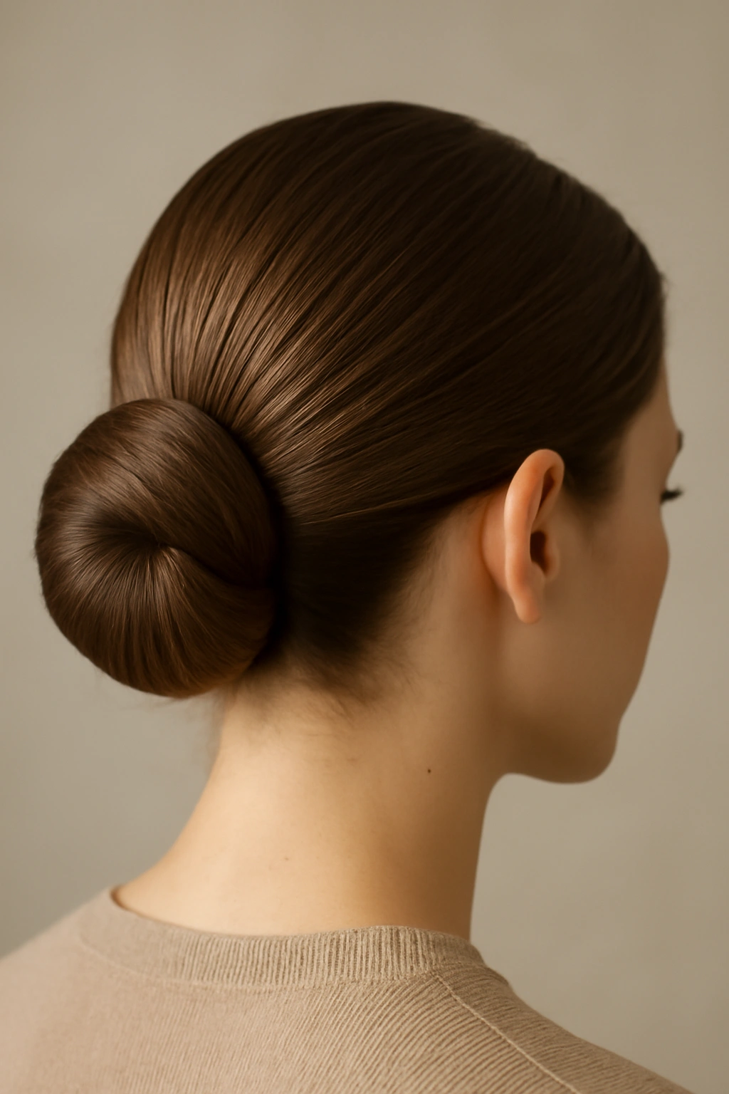 10 Cute Bun Styles for Short Hair That Hold Up Well 3 Sleek wrap-around bun with smooth hair and wrapped base